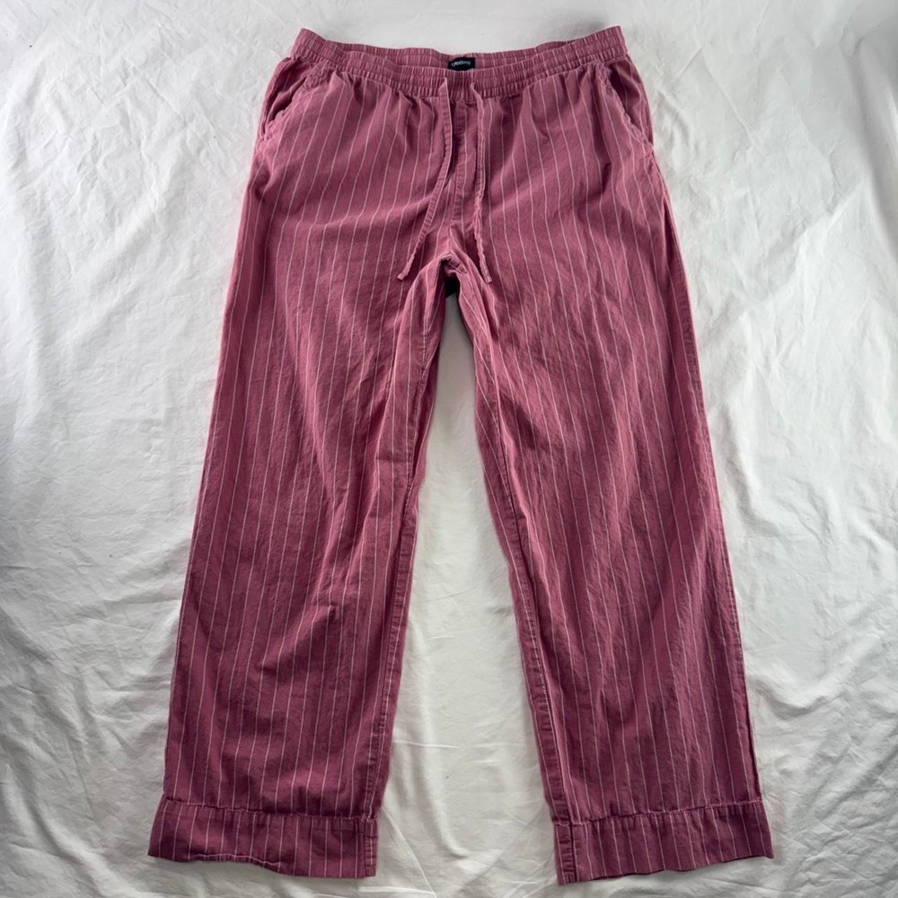 Gap Body Pink Pinstripe Pull On Pants Womens M Preppy Nautical Coastal Grandma